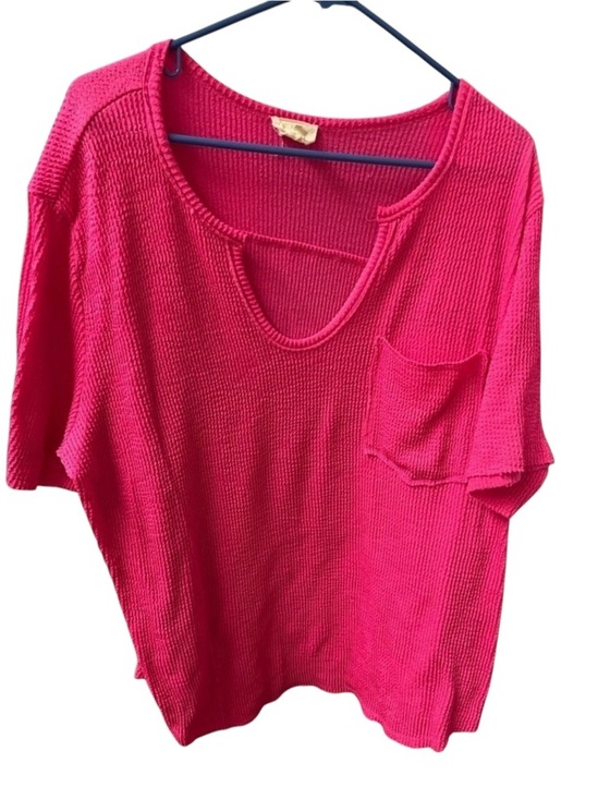 BiBi Tops - 1X BIB Pink Knit Top - Ribbed